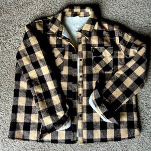 Faux fur fully lined plaid shacket. Size LG.